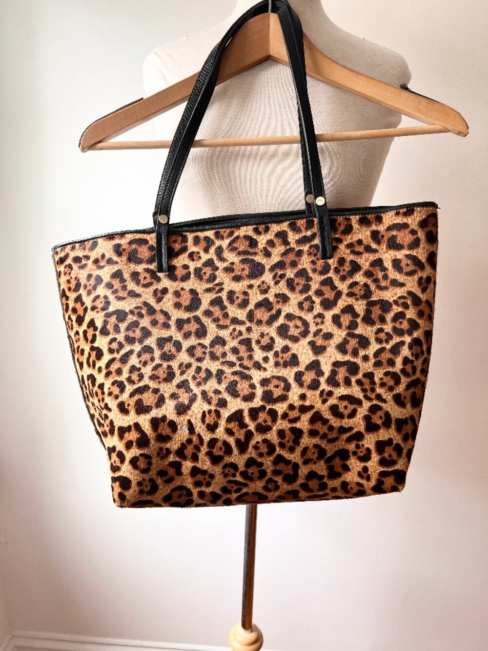 Vintage ponyskin leopard shoulder bag